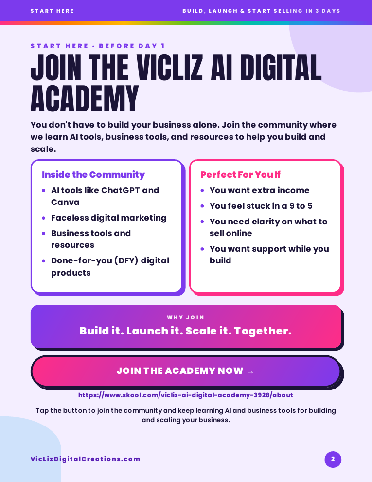Join the VicLiz AI Digital Academy page